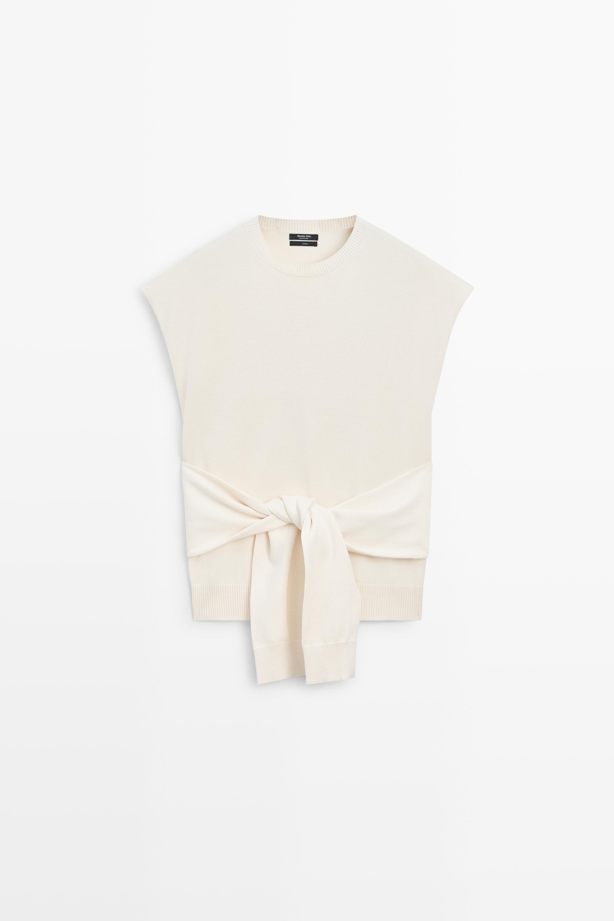 Top en maille 100 % coton avec détail noué